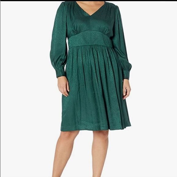 Calvin Klein Green Long Sleeve Vintage Style Dress - Picture 1 of 13